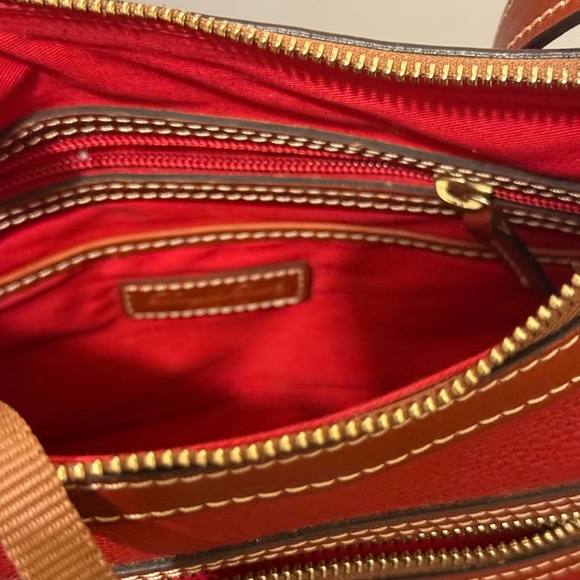 Dooney & Bourke Red and Brown Leather Shoulder Bag with Gold Hardware - Picture 2 of 3
